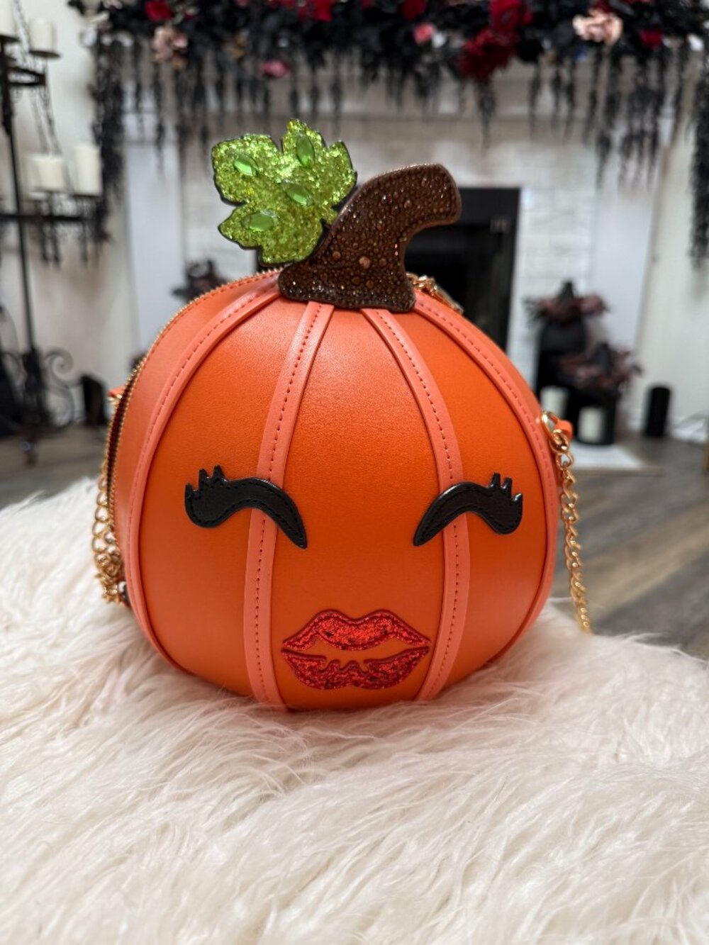 Betsey Johnson Kitsch NO GUTS NO GLORY Pumpkin Crossbody